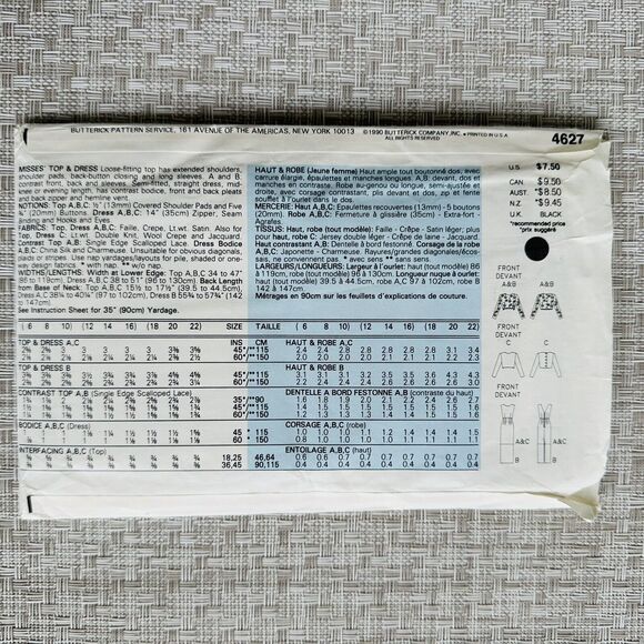 Butterick 4627 Womens Sewing Pattern Dress & Top PLUS SIZE 18-20-22 - Picture 2 of 2